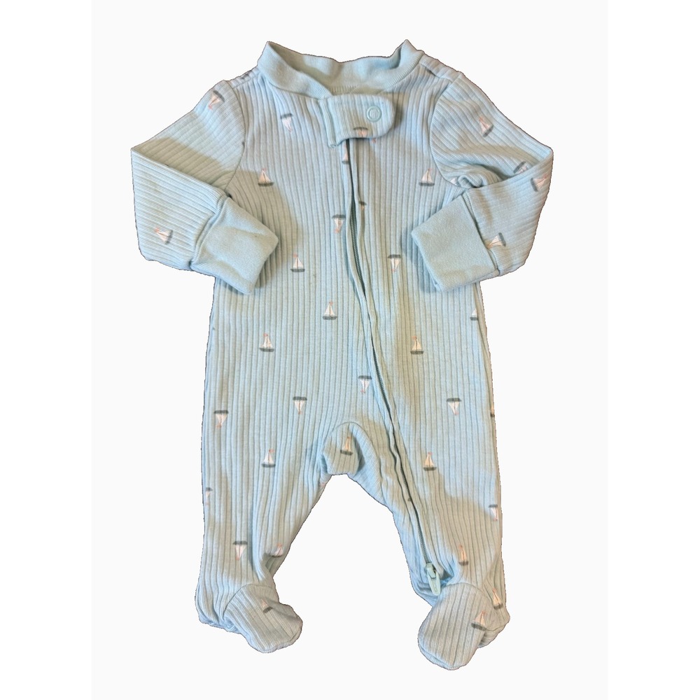 Carters Preemie Baby Boy Sleeper Outfit Romper Zipper Ribbed Sailboat One Piece